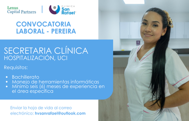 Secretaria clínica Área de hospitalización y UCI