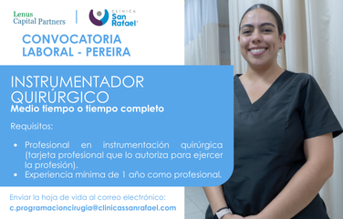 Instrumentador Quirúrgico (Medio tiempo o tiempo completo)