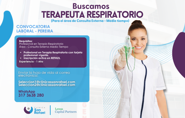 Terapeuta respiratorio (Para el área de Consulta Externa – Medio tiempo)